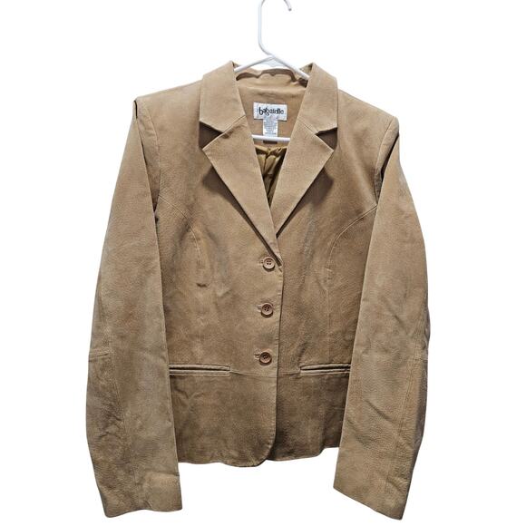 Bagatelle Jackets & Blazers - Vintage Bagatelle Leather Blazer Jacket Womens size 16 Brown Suede Neutral Tan